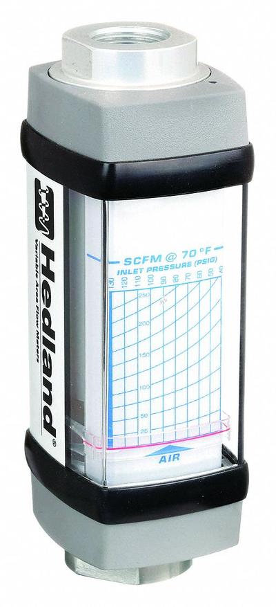 HEDLAND Mechanical Flowmeter: Air and Compressed Gas Meter, Scale, Variable Area - Inline Flowmeters for Air & Compressed Gases