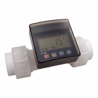 FINISH THOMPSON Flow Meter: Flow Meter, Chemicals/Corrosive Fluids, Paddlewheel, Polypropylene, FNPT (MPN 211013). Key specifications — Brand: FINISH THOMPSON; Display Type: LCD; Seal Material: Viton; Unit Of Measure: Gallons; Accuracy: +/-0.5%; Max. Voltage: 3V DC; For Pipe Size: 3/4 to 1 in; Mounting Orientation: Universal.