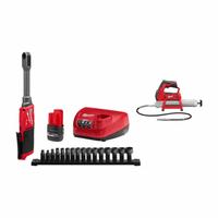 MILWAUKEE Tool Combination Kit: 2 Tools, Grease Gun/Ratchet, 12 V DC Volt, Battery Included, M12™ (MPN 3050-21, 2446-20). Key specifications — attr1176460: Grease Gun.