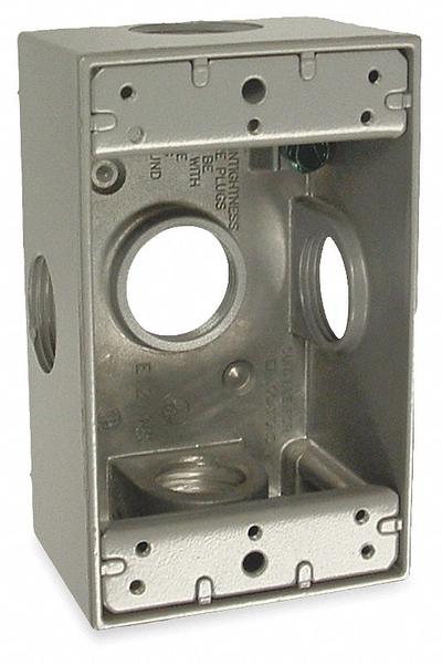 BELL Electrical Box: Aluminum, Rectangular, 1 Gangs, 3/4 in Hub Size, 18.3 cu in Capacity - Aluminum Weatherproof Electrical Boxes