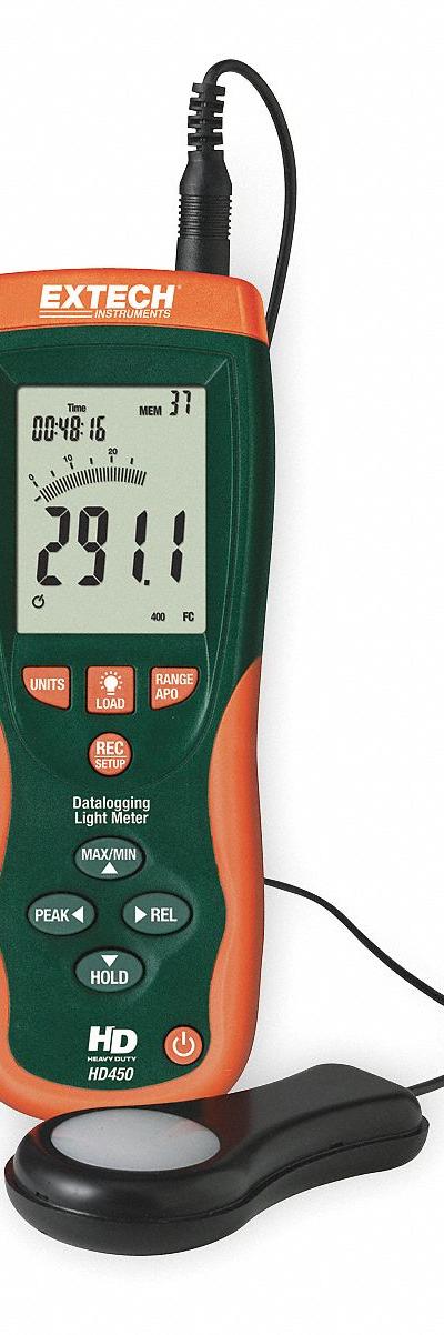 EXTECH Light Meter: Carrying Case/Light Sensor with 3ft - Data Logging Light Meters