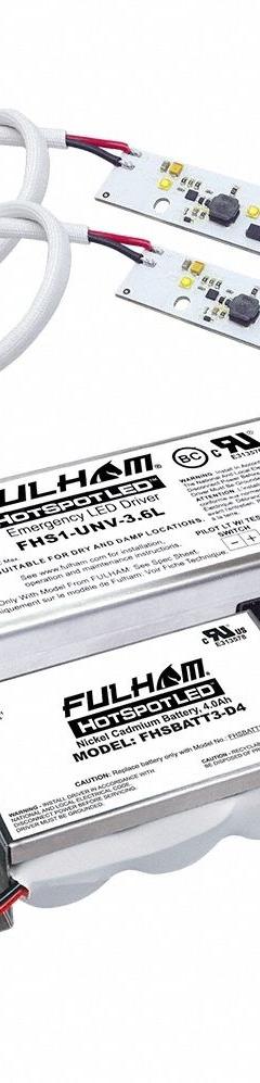 FULHAM LED Emergency Driver: Linear, 900 lm, 120 to 277V AC, 2.8 A Output Current, Nickel Cadmium (MPN FHSKITT07LND). Key specifications — Input Voltage: 120 to 277V AC; Battery Type: Nickel Cadmium; Brand: FULHAM.