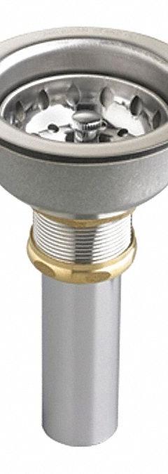ZURN Strainer: Stainless Steel, Chrome, 4 1/8 in Overall Ht, 4 3/8 in Overall Dia, Drop-In (MPN ZSS3000W-SS). Key specifications — Product Type: Strainer; Brand: ZURN; Finish: Chrome; Material: Stainless Steel; Includes: Zinc Locknut.
