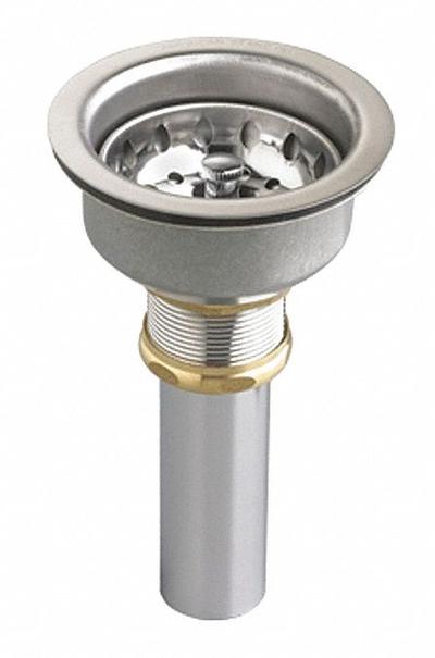 ZURN Strainer: Stainless Steel, Chrome, 4 1/8 in Overall Ht, 4 3/8 in Overall Dia - Sink Drains with Basket Strainer