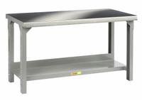 LITTLE GIANT Workbench: Adj Ht, Stainless Steel, 72 in x 30 in, 4,000 lb Overall Load Capacity, Gray (MPN WSS2-3072-AH). Key specifications — Brand: LITTLE GIANT.