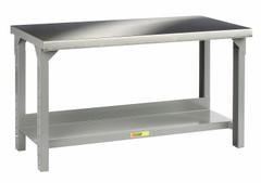 LITTLE GIANT Workbench: Adj Ht, Stainless Steel, 72 in x 30 in, 4,000 lb Overall Load Capacity, Gray (MPN WSS2-3072-AH). Key specifications — Brand: LITTLE GIANT.