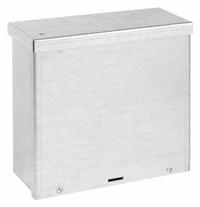 WIEGMANN Enclosure: Steel, 12 in x 12 in x 6 in, 3R, Solid Cover, Screw On, Included, Galvanized (MPN RSC121206G). Key specifications — Brand: WIEGMANN; Closure Method: Clamps; Knockouts: Included.