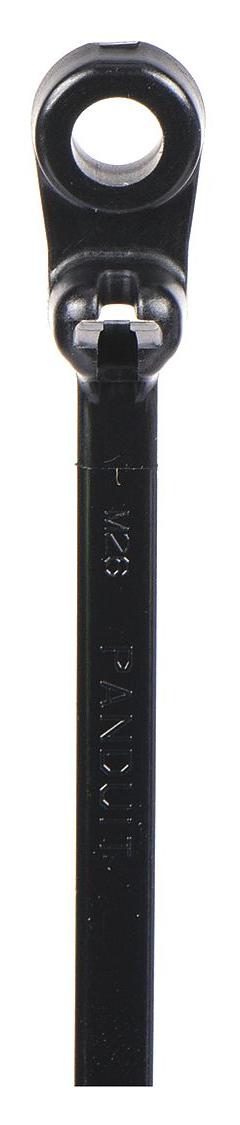 PANDUIT Cable Tie: 8 1/2 in Nominal Lg, 2 in Nominal Max. Bundle Dia., 0.18 in Wd, Black, 100 PK (MPN BC2S-S10-C0). Key specifications — Screw Mount Hole Size: 0.19 in; Color: Black; Brand: PANDUIT.