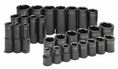SK PROFESSIONAL TOOLS Impact Socket Set: 1/2 in Drive Size, Small Set (0-50 pieces) Set Size - SAE Impact Socket Sets