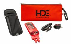 HDE Hot Stick-Compatible High-Voltage Detector: 120 V to 500 kV, 25 to 400 Hz, Audible/Light (MPN PRX-500B). Key specifications — IP Rating: Not Rated; CAT Safety Rating: Not Rated; Brand: HDE; Product Type: Hot Stick-Compatible High-Voltage Detector; Manufacturer Part Number: PRX-500B; Includes: PRX-HS Carrying Holster.