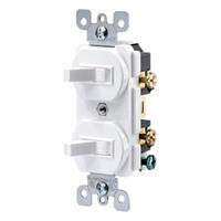 LEVITON Wall Switch: Toggle Switch, Single Pole, Maintained, White, 120/277V AC, 20 A (MPN 5334-W). Key specifications — Illuminated: No; Voltage Rating: 120/277V AC.