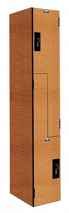 HALLOWELL Wardrobe Z Locker: 12 in x 18 in x 72 in, Solid, 2 Tiers, 1 Units Wide, Padlock Hasp, Wood (MPN PHL1282-ZA-FA). Key specifications — Brand: HALLOWELL; Locker Color: Light Wood; Door Type: Solid; Locker Material: Phenolic; Assembled: Assembled; Number Plate Included: Yes.