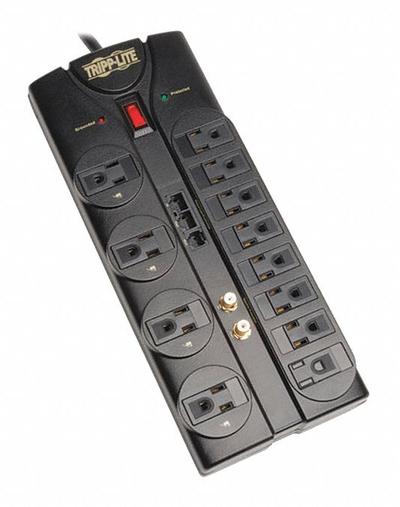 TRIPP LITE Outlet Strip: 12 Outlets, 8 ft Cord Lg, 2,880 J Rated Energy, 15 A Current - General Purpose Surge Protectors