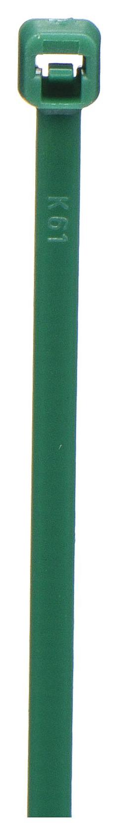 GRAINGER Cable Tie: 12 in Nominal Lg, 3 1/4 in Nominal Max. Bundle Dia., 0.19 in Wd, Green, 100 PK (MPN 36J228). Key specifications — Brand: GRAINGER; Outdoor Use: No; Color: Green.
