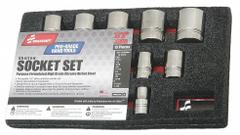 ABILITY ONE Socket Set: 1/2 in Drive, 13 Piece, 12-Point, SAE, 3/8 in to 1 1/8 in (MPN 5120-01-429-3546). Key specifications — attr1224269: 1/2 in; attr1204685: Tether Ready; attr1204650: 3/8 in to 1-1/8 in; attr1204673: Socket Bits Not Included; attr1204688: ABILITY ONE; attr1206170: Standard Sockets.