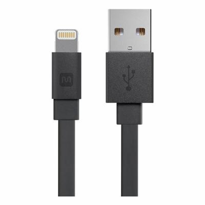 MONOPRICE Cable: Lightning End 1, Type A End 2, Black, 4 ft Lg - Standard USB & Lightning Cables