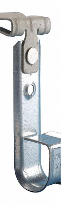 NVENT CADDY J-Hook Clamp: Hammer-On with Locking Latch, 3/4 in Max. Bundle Dia., Galvanized Steel (MPN CAT1258SM). Key specifications — Material: Galvanized Steel; Includes Locking Latch: Yes; Color: Silver; Brand: NVENT CADDY; Mounting Location: Beam; Mounting & Attachment (subhead): Hammer-On with Locking Latch.