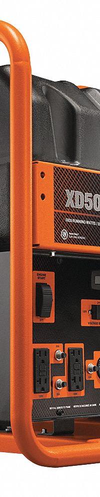 GENERAC Portable Generator: Conventional, Diesel, 5,000 W Running, 5,500 W Starting, 120/240V AC (MPN 6864). Key specifications — CARB Compliant: Yes; Includes GFCI Outlets: Yes; Parallel Configuration Capable: No; Rated Voltage: 120/240V AC; Carbon Monoxide (CO) Shutdown: No; Generator Brand: Generac.