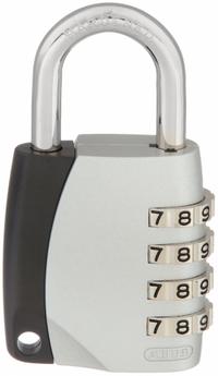ABUS Combination Padlock: Scrolling Combo, Black, Zinc Die-Cast, Std Shackle, Steel Shackle (MPN 12825). Key specifications — Dial Color: Silver; Brand: ABUS.
