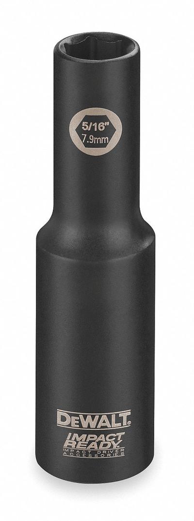 DEWALT Impact Socket: 3/8 in Drive Size, SAE, 1/2 in Socket Size, 6-Point, Deep - 3/8" Drive Impact Sockets