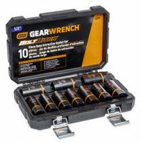 GEARWRENCH Impact Socket Set: 1/2 in Drive Size, 3/4"/19mm - 1"/25mm Socket Size Range, 10 Pieces (MPN 86071). Key specifications — attr1224264: 1/2 in; attr1224265: 3/4"/19mm - 1"/25mm; attr1204208: Case; attr1204215: GEARWRENCH; attr1204209: 13/16- in.