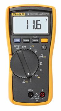 FLUKE Digital Multimeter: TRMS, CAT III 600V, 600 V Max AC Volt Measurement, 6,000 Instrument Counts (MPN FLUKE-116/CWG). Key specifications — Instrument Counts: 6,000; Brand: FLUKE; Calibration Certificate Included: Included.
