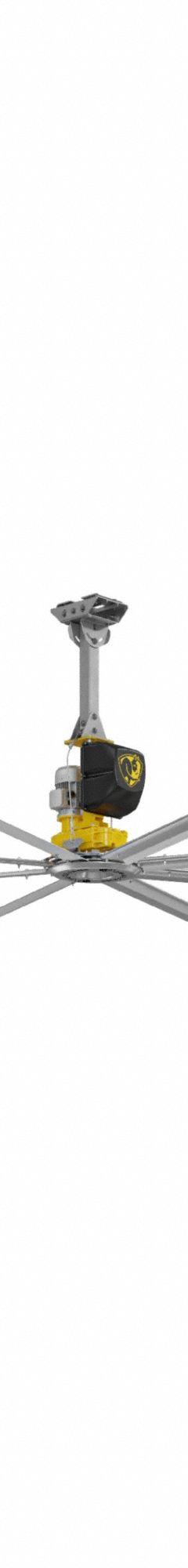 BIG ASS FANS Ceiling Fan: 273,838 cfm Airflow, 24 ft Blade Dia, Variable Speeds, 200 to 240V AC (MPN F-PFX4-2402S34S65). Key specifications — Voltage: 200 to 240V AC; Light Kit: No; Series: Powerfoil X4; Number of Speeds: Variable; Phase: Single; Current: 20 A; Brand: BIG ASS FANS.
