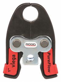 RIDGID Press Jaw: 1 in Pipe, PEX, For Viega Pureflow, Compact Tool Types (MPN 17018). Key specifications — attr518773: Jaw; attr518762: PEX; attr518771: Steel; attr518761: Viega Pureflow; attr518760: RIDGID.