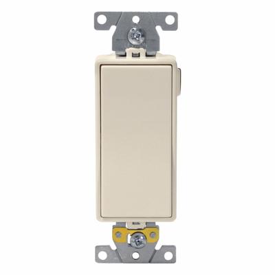 LEVITON Wall Switch: Rocker Switch, Single Pole, Maintained, Light Almond, 120/277V AC - Rocker Wall Switches