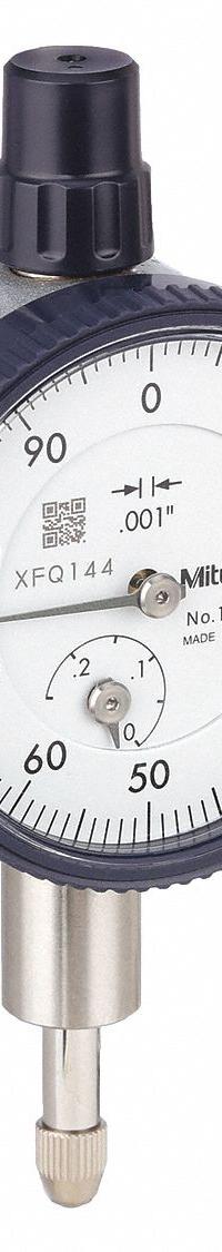 MITUTOYO Dial Indicator - Lug Back: 0 in to 0.25 in, Inch, Plunger, 0.001 in Accuracy (MPN 1410A). Key specifications — attr1184168: 1410A; attr1184178: 0-100; attr1184223: MITUTOYO; attr1200883: Dial Indicator - Lug Back; attr1184173: AGD 1; attr1184177: 0.001 in; attr1184208: Certificate of Inspection.