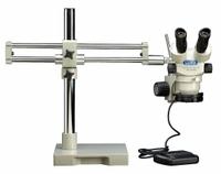 UNITRON Microscope: Stereo, Binocular, 7X to 45X, 23 mm Optical Field of View, 10 in x 10 in, 195 mm (MPN 23727RB). Key specifications — attr1026089: Dual Boom Roller Bearing; attr1026045: 10 in x 10 in; attr1026048: UNITRON; attr1026055: Yes; attr1026068: 45X; attr1026078: 7X to 45X; attr1026095: 195 mm.
