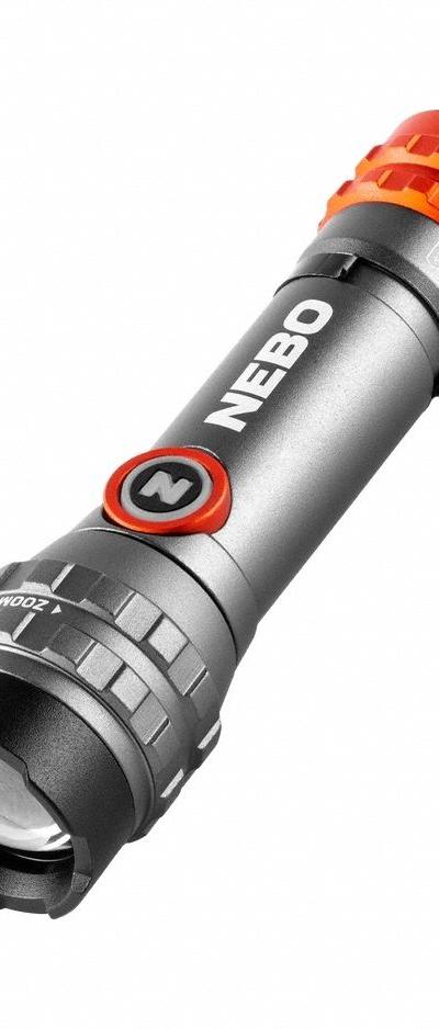NEBO Flashlight: Rechargeable, 450 lm, 2.5 hr Run Time at Max. Brightness, 237 m Max Beam - Rechargeable Flashlights