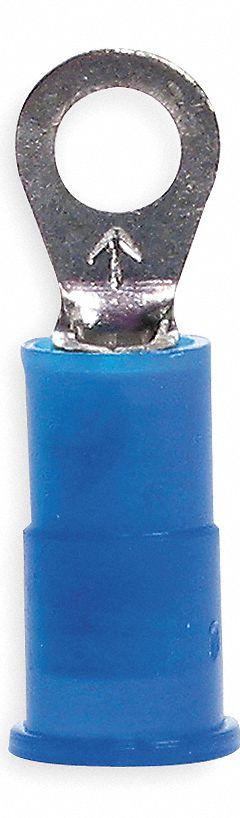 3M Ring Terminal: Blue, Nylon Insulation, 1/4 in Stud Size, 16 AWG to 14 AWG Wire Sizes, 1,000 V (MPN MNG14-14R/SX). Key specifications — attr1308027: 3M.