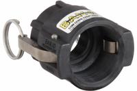 Cam and Groove Coupling: 1 1/2 in Coupling Size, 1 1/2 in Hose Fitting Size, 2 27/32 in Overall Lg (MPN 150D). Key specifications — Gasket Material: EPDM; Brand: BANJO; Thread Size: 1-1/2 in -11-1/2; Fitting Type: FNPT.