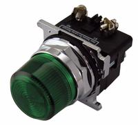 EATON Pilot Light: 30 mm Panel Mounting Size, Green, Incandescent, 120 V AC Max Volt Rating (Supply) (MPN 10250T34G). Key specifications — Series: 10250T; Brand: EATON; Includes Push-To-Test: No Push-To-Test Included.