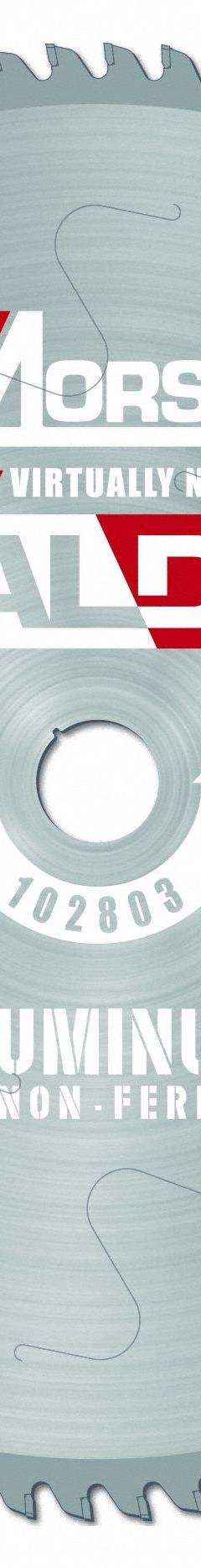 MORSE Circular Saw Blade: 12 in Blade Dia., 80 Teeth, 0.09 in Cut Wd, 1 in Arbor Size, Carbide (MPN 102803-WWG). Key specifications — attr1116119: MORSE; attr1145631: Aluminum.