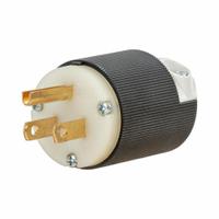 HUBBELL Straight Blade Plug: 5-15P, 125V AC, 15 A, 2 Pole, 3 Blade, Black/White (MPN HBL5266CST)