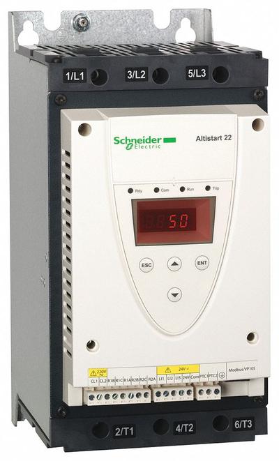 SCHNEIDER Soft Start: 230-440V AC, 88 A Output Current, With Bypass, IP20, 60/50 Hz - Schneider Altistart ATS 22