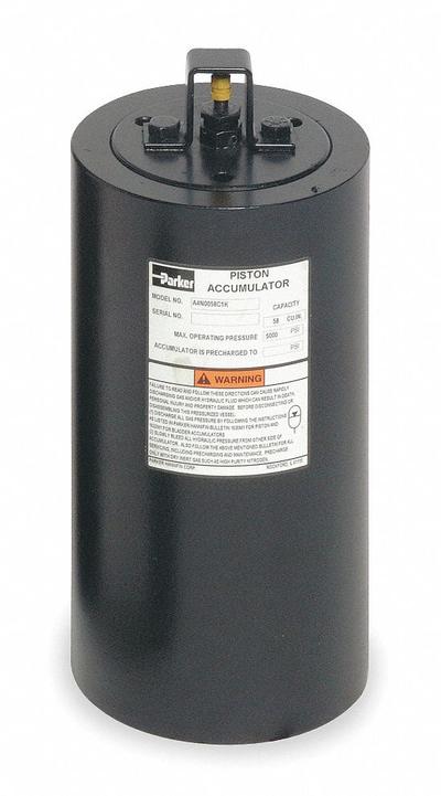 Parker Piston Accumulator: 231 cu in Fluid Volume, 266 cu in, 818 gpm Max. Flow - Piston Accumulators