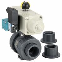 HAYWARD FLOW CONTROL Pneumatically Actuated Two-Way Ball Valve: 1 in, PVC, Full Port Ball Port (MPN PSSTBH110STEA9). Key specifications — Brand: HAYWARD FLOW CONTROL; Pilot Solenoid Voltage: Not Included.
