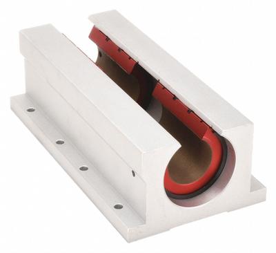 PBC LINEAR Mounted Linear Bearing: Twin, Self-Aligning, 1/2 in Inside Dia, Frelon Gold - Twin Open Self-Aligning Pillow Block Linear Plain Bearings