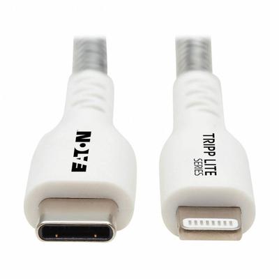 EATON TRIPP LITE Usb Cable: Type C End 1, Lightning End 2, Black/White, 3 ft Lg - Reinforced USB & Lightning Cables