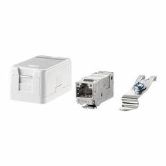 METZ CONNECT RJ45 Keystone: Rail, GD-Zn (Zinc Die-Cast), IDC Connection x RJ45, 180° Mounting Angle (MPN 130910D1APLKE). Key specifications — Housing Material: GD-Zn (Zinc Die-Cast); Includes Connector: Equipped; Mounting Type: Rail; Product Type: Extension Box; Connector Color: White; Connection Type: IDC Connection x RJ45.