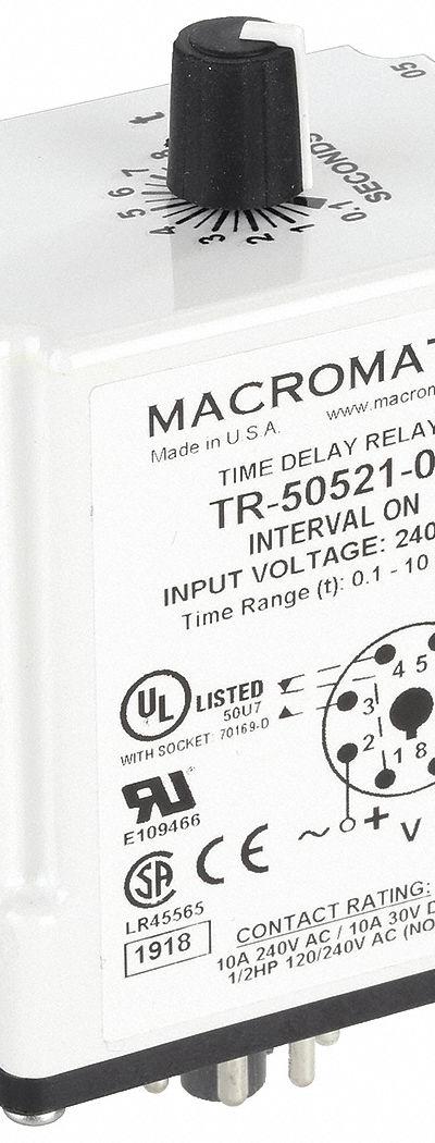 MACROMATIC Single Function Time Delay Relay: Socket Mounted - Socket-Mounted Relays