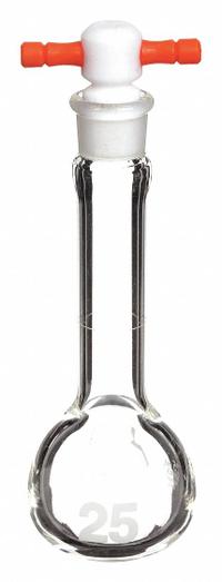 KIMBLE Volumetric Flask: 25 mL, Colorless, Conical, A, +/-0.08 mL, Includes Closure (MPN 92812F-25). Key specifications — Shape: Conical; Tolerance: +/-0.08 mL; Body Color: Colorless; Brand: KIMBLE; Compatible with Stopper Size: 13; USP Specification: Type I.