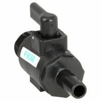 BANJO Manual Two-Way Ball Valve: 3/8 in, Polypropylene, Straight, MNPT x Barb, Std Port Ball Port (MPN LVHB038050MTV). Key specifications — Brand: BANJO; Handle Type: Lever; Handle: Lever.