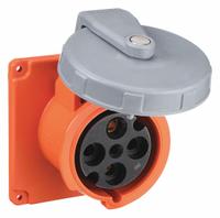 HUBBELL Pin and Sleeve Receptacle: Orange, 250V AC, Three Phase, 100 A, 3 Pole, 4 Wire (MPN HBL4100R12W). Key specifications — Brand: HUBBELL.