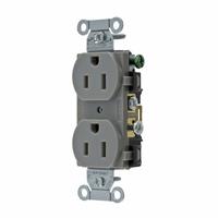 BRYANT Receptacle: Duplex, 5-15, Gray, 125V AC, 15 A, 2 Pole / 3 Wire (MPN CBRS15GRY)