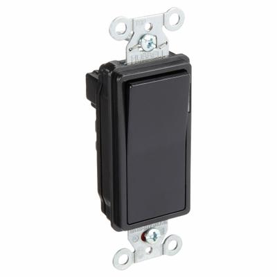 HUBBELL Wall Switch: Rocker Switch, Single Pole, Maintained, Black, 120/277V AC - Rocker Wall Switches