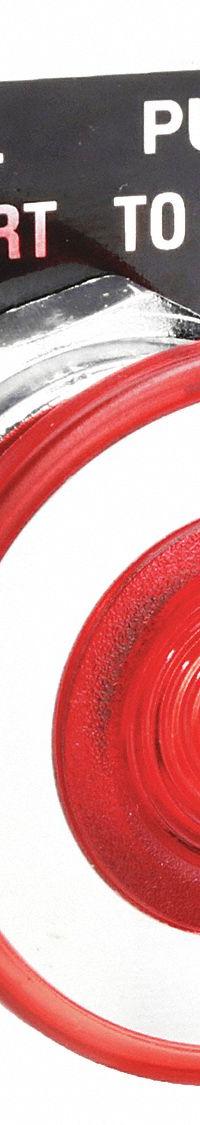 SCHNEIDER Mushroom Head Push Button: Red, 30 mm Mounting Size, Metallic, Maintained (MPN 9001KR9R). Key specifications — Brand: SCHNEIDER; Action: Maintained; Legend: Push to Stop; Series: 9001K; Push Button Material Type: Metallic.